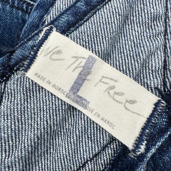 Free People Overalls Womens Large Ziggy We the Free Blue Denim Relaxed Bib - Picture 4 of 11